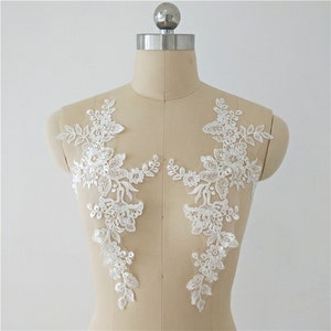 Ivory Flower Leaf Lace Applique, Bridal Gowen Lace Applique, Wedding Dress Lace Applique for Dance Bridal Dress, Wedding
