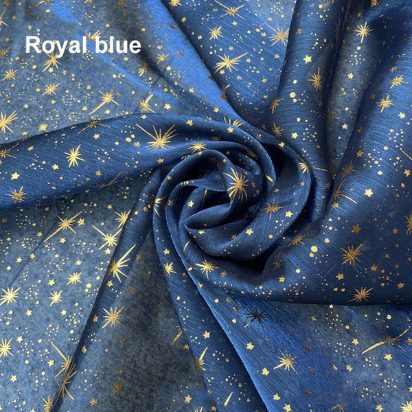 Star Organza Lace Fabric 13 Color Mesh Golden Glitter Star Lace Tulle By the Yard for Party Dress Gown Curtain 59" width Sold by yard