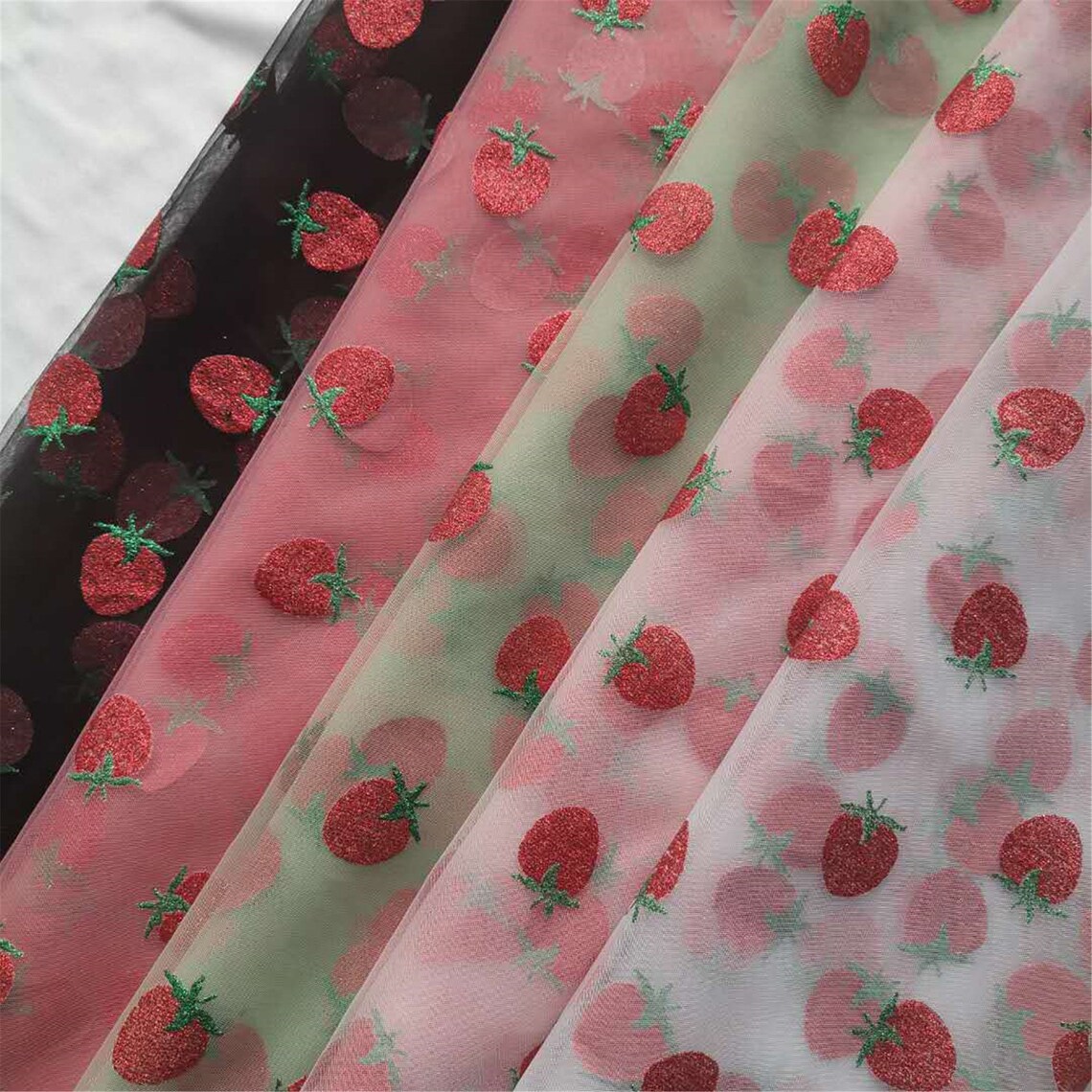 glitter strawberry tulle