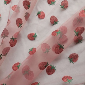 KJHBV 1 Roll Small Strawberry Mesh Rolls Strawberry Net Fabric Dress Skirt  Fabric Craft Tulle Fabric Tulle Spool Ribbon Girl Formal Dresses Festival