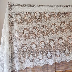 Vintate Flower Embroidery Corded Lace Fabric Off White Leaf Vine Lace Overlay Fabric for Wedding Dress Bridal Dress 53 inches Width