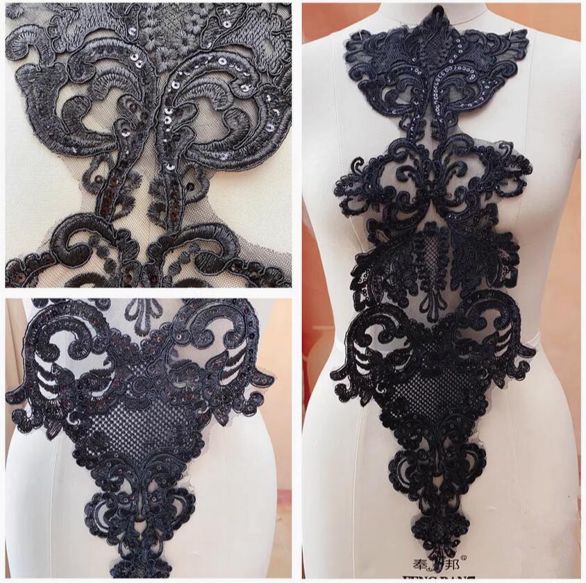 Delicate Sewing Large Lace Patch Vintage Embroidery Lace Applique Black ...