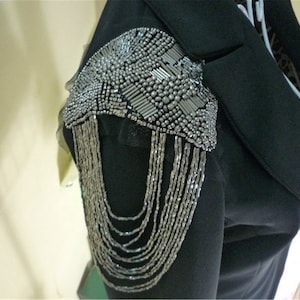 Tirante de hombro con borla, parches de hombro, charretera de cristal, insignia de hombro con flecos, nudo de hombro con diamantes de imitación para traje, camisa o disfraz DIY.