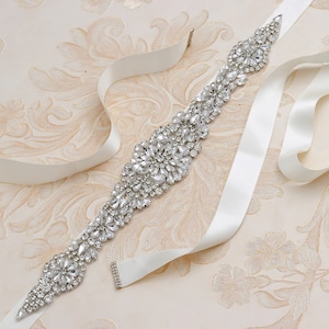 Diamante Bridesmaid Sash Stunning Bridal Belt Rhinestone Applique Silver Wedding Belt Crystal Patch Iron on Bridal Wedding Dress 1 Pice