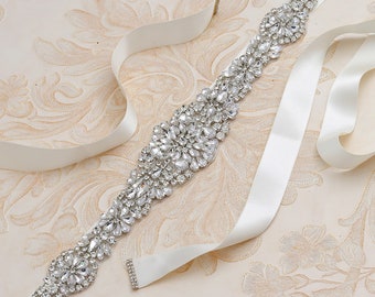 Diamante Bridesmaid Sash Stunning Bridal Belt Rhinestone Applique Silver Wedding Belt Crystal Patch Iron on Bridal Wedding Dress 1 Pice