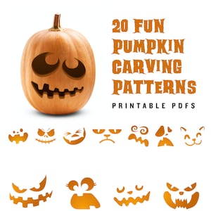 20 Printable jack-o-lantern pumpkin carving patterns for Halloween // Simple patterns that can make anyone look like a pro image 1