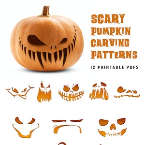 Scary Pumpkin Carving Pattern Angry Jack o lantern Printable