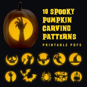 10 Printable Jack-o-lantern Pumpkin Carving Patterns for Halloween - Etsy