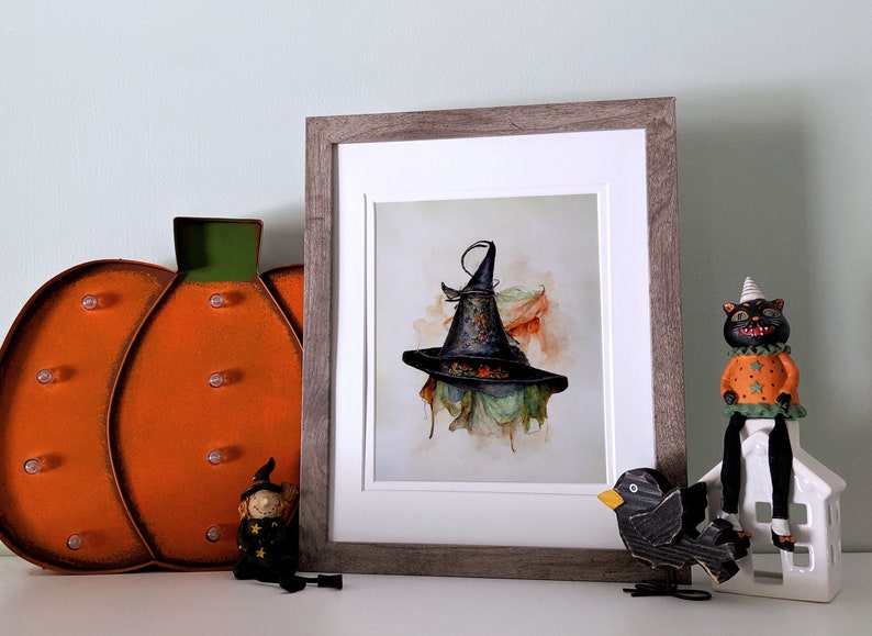 Printable Witch Hat Painting The Perfect Halloween Decor // Halloween Witch Poster Wall Art Instant Download zdjęcie 1