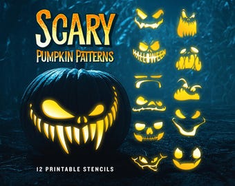 Scary Pumpkin Carving Pattern | Angry Jack-o-Lantern Printable Templates