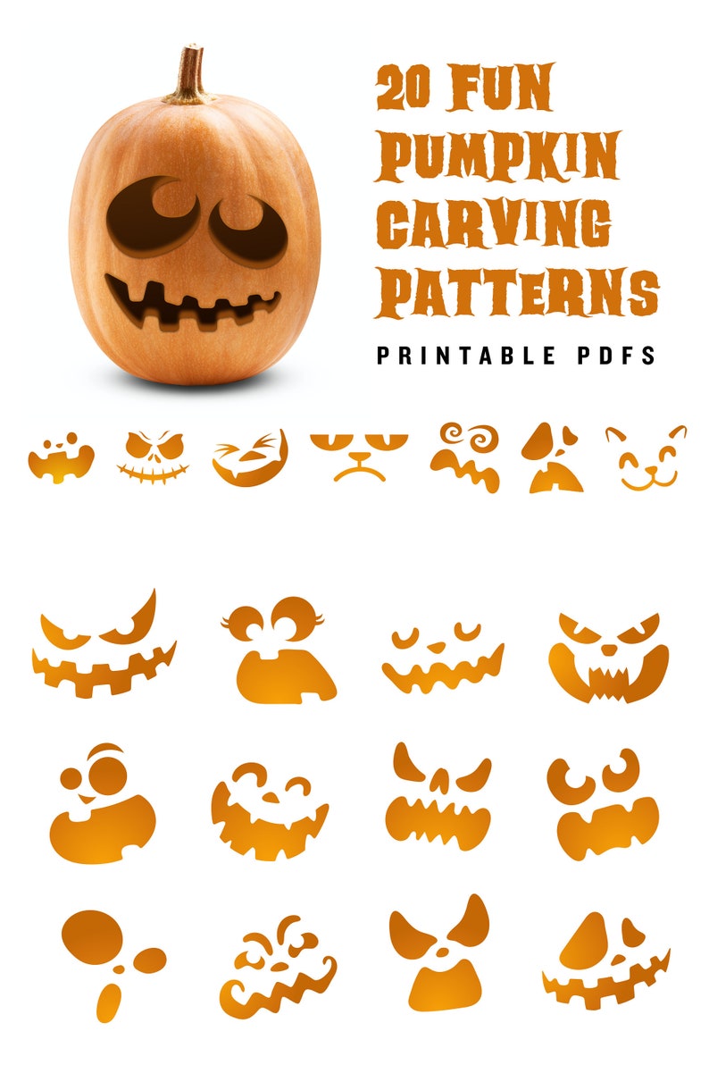 20 Printable jack-o-lantern pumpkin carving patterns for Halloween // Simple patterns that can make anyone look like a pro image 1