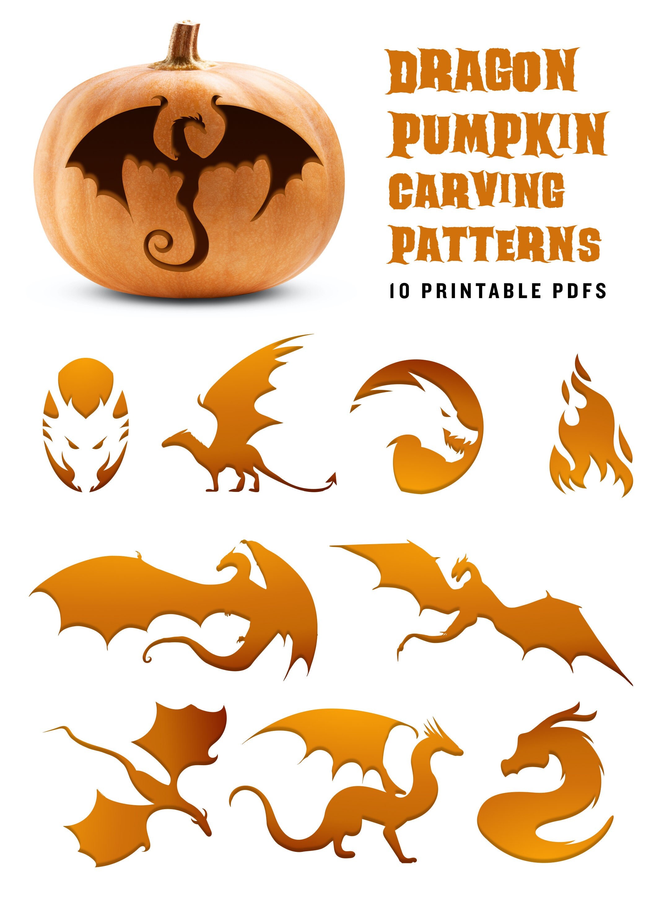 Dragon Flight Pumpkin Stencil