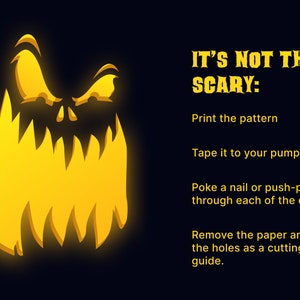 Scary Pumpkin Carving Pattern Angry Jack-o-Lantern Printable Templates image 3