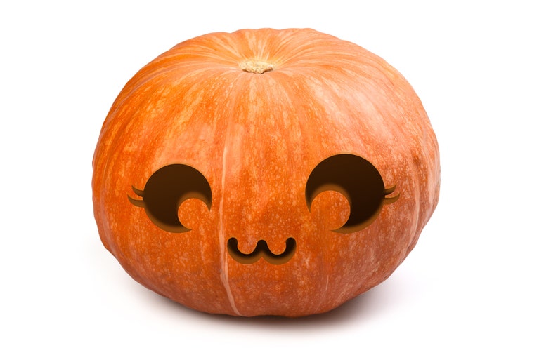 Cute Kawaii Pumpkin Carving Stencil for Halloween // Simple - Etsy