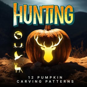 Hunting Pumpkin Carving Pattern | Jack-o-Lantern Stencils for Hunters Including Deer, Elk, and Duck Patterns