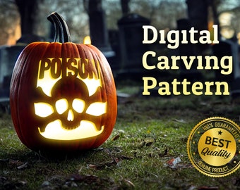 Poison Printable Pumpkin Carving Stencil || A spooky witch potion carving template for your halloween party