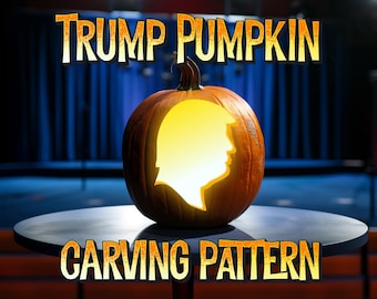 Donald Trump Pumpkin Carving Pattern |  Easy Trump 2024 Printable Jack-o-Lantern Stencil Profile Silhouette