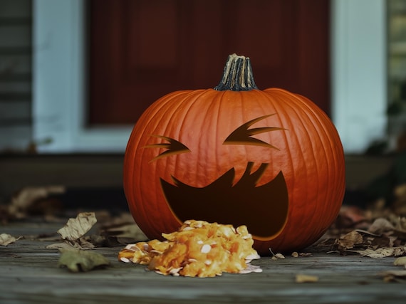 ユーモラスな吐き出すジャック・オー・ランタンのデザインステンシル