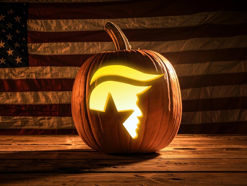 President Trump 2024 Pumpkin Carving Patterns for Halloween // Trump