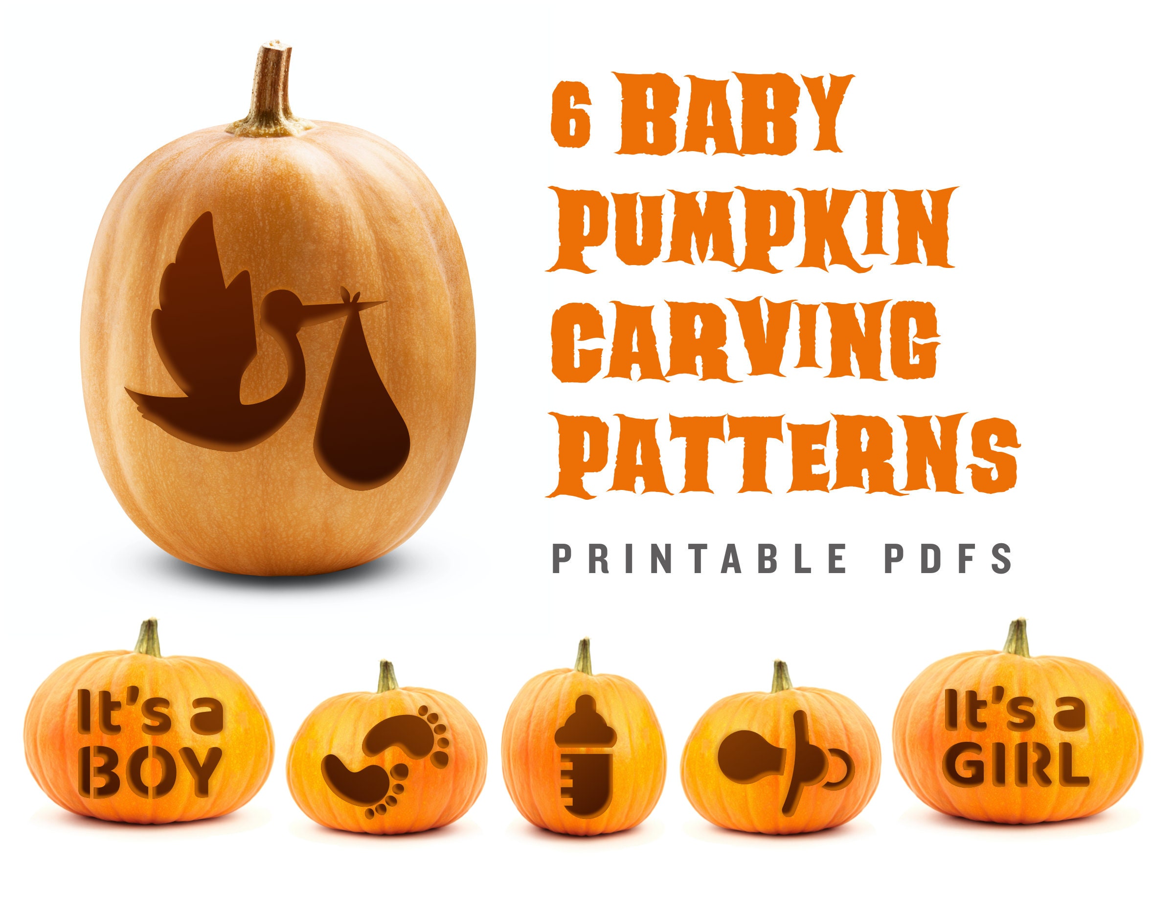 Pumpkin Carving Stencils Stork Delivering Package Etsy UK