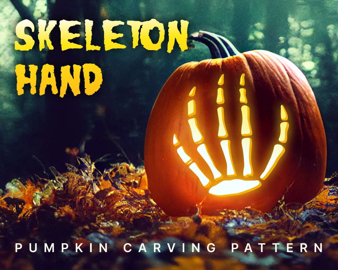 Skeleton Hand Printable Pumpkin Carving Pattern Rattle Some