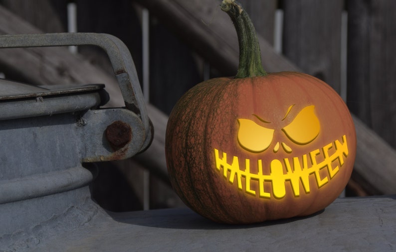 Scary Pumpkin Carving Pattern Angry Jack-o-Lantern Printable Templates image 4