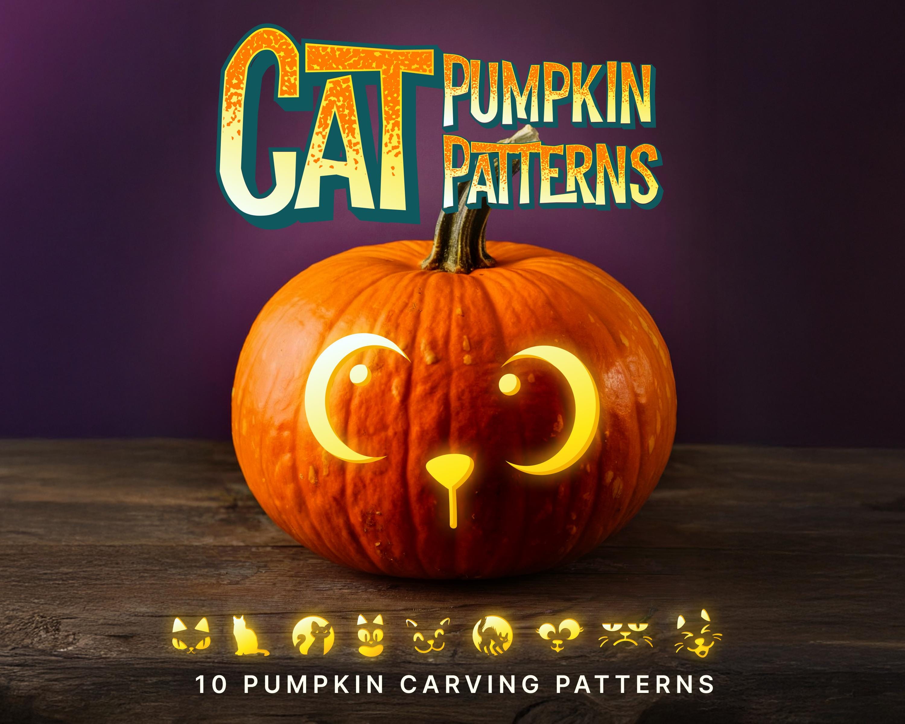 ハロウィン猫カボチャ彫刻ジャックオーランタンパターン10個