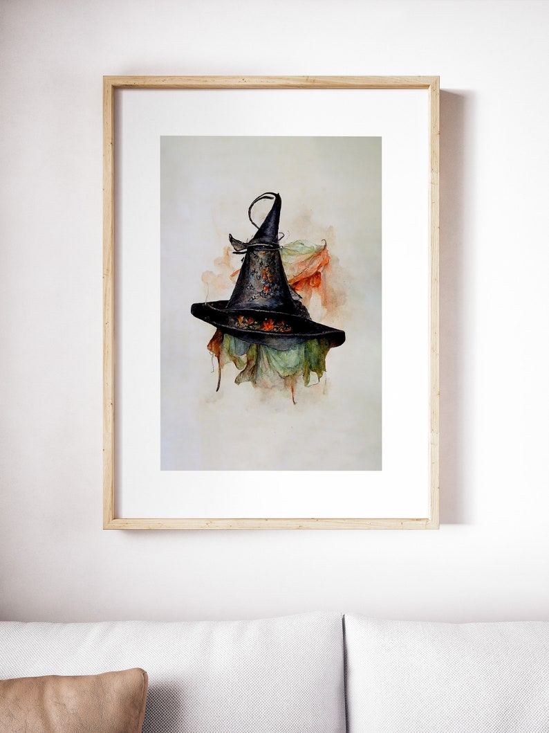 Printable Witch Hat Painting The Perfect Halloween Decor // Halloween Witch Poster Wall Art Instant Download image 2