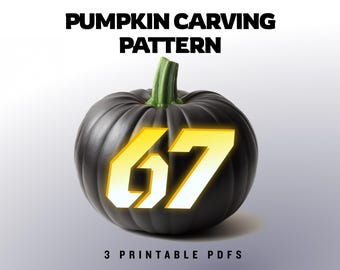 Six Seven (6 7) Pumpkin Carving Stencil – Trendy 2026 Jack O Lantern Template, Printable Halloween Pattern for Teens, Digital Download
