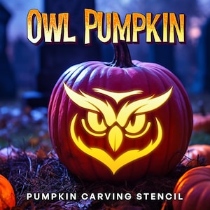 Owl Pumpkin Carving Pattern |  Printable Jack-o-Lantern Stencil for Your Halloween Haunt