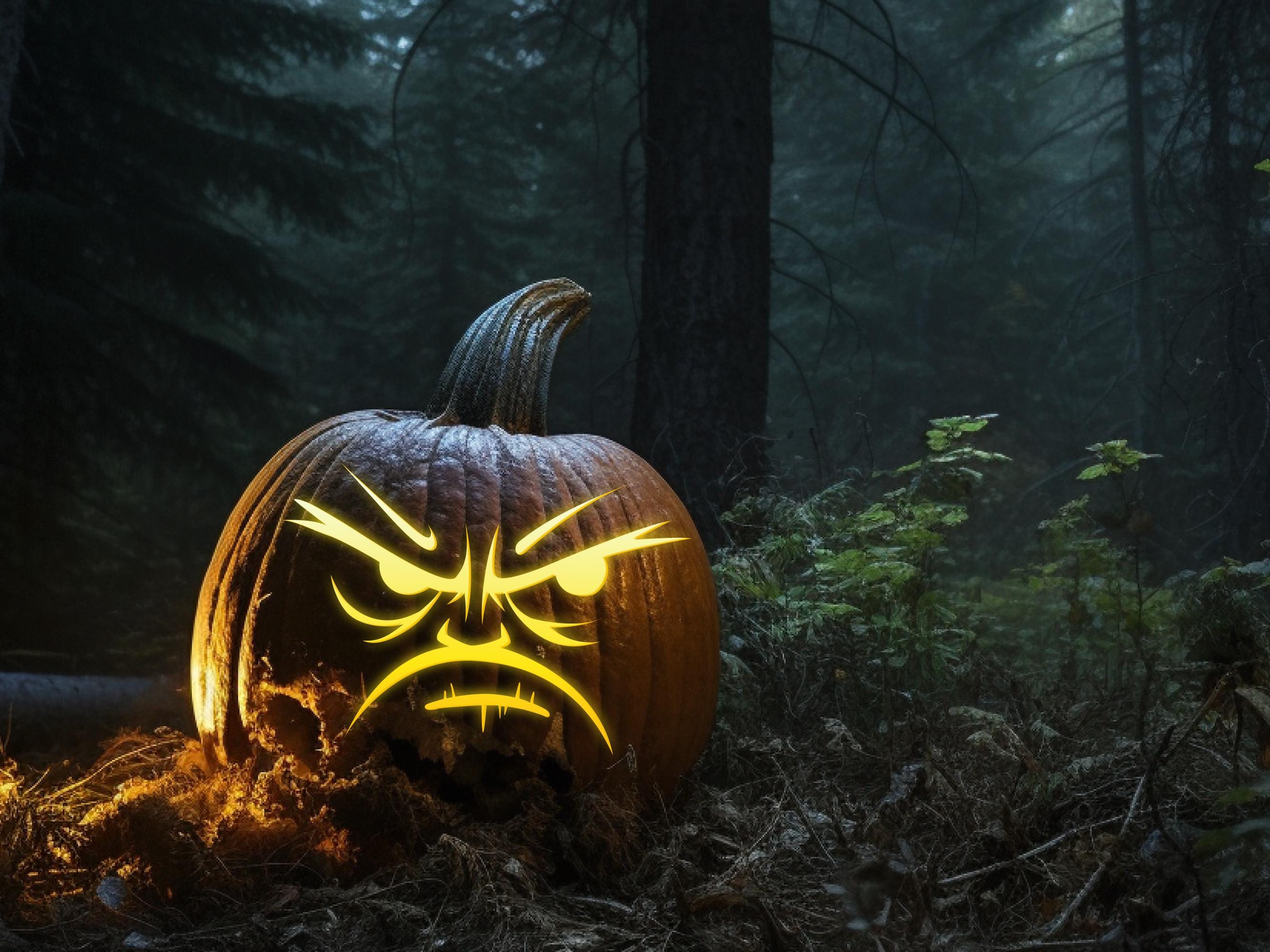 不機嫌そうな顔のカボチャの彫刻パターン | ハロウィーンの装飾に