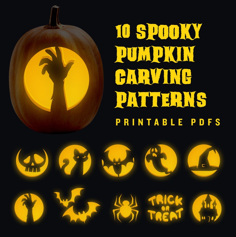 10 Printable Jackolantern Pumpkin Carving Patterns for Etsy