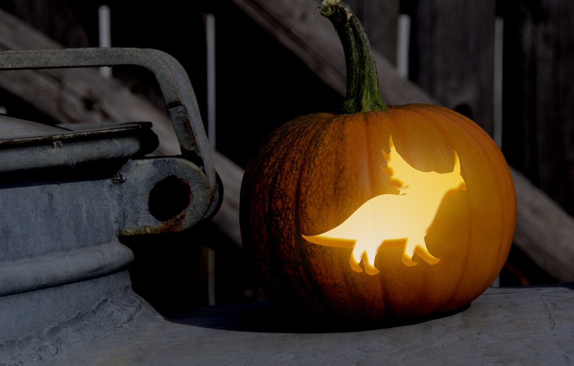 Dinosaur Pumpkin Carving Pattern Simple Jack o lantern Etsy triceratops-pumpkin-stencil