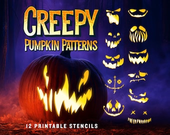 Creepy Pumpkin Carving Patterns | Scary Jack-o-Lantern Printable Templates for your Halloween Decor