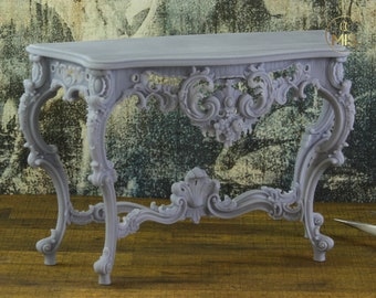 1:12 Classic Baroque Style Console Table - Furniture -  1/12th scale detailed miniature - unpainted