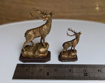 Miniature stag /deer ornament- Available unpainted or hand painted as aged bronze  -  1:12 scale