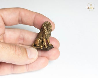 Miniature lion ornament or bookend - Available unpainted or hand painted as aged bronze  -  1:12 and 24th scale