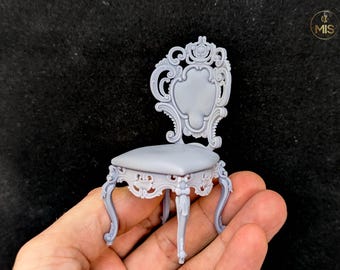 Baroque Style Dining Chair - Furniture -  1/12th scale detailed miniature - unpainted