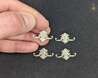 Ornamental miniature baroque style mouldings [set of 4]  - Painted white with gold highlights - perfect for 1/12th or 1:24th scale settings