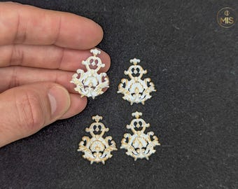 Ornamental miniature baroque style mouldings [set of 4]  - Painted white with gold highlights - perfect for 1/12th or 1:24th scale settings