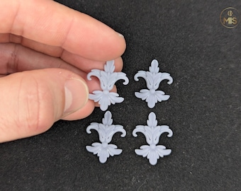 Ornamental miniature baroque style mouldings [set of 4]  - unpainted set - perfect for 1/12th or 1:24th scale settings