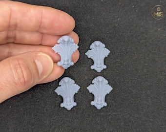 Ornamental miniature baroque style mouldings [set of 4]  - unpainted set- perfect for 1/12th or 1:24th scale settings