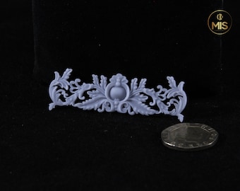 Detailed miniature ornamental baroque/ rococo style moulding for 1/12 (12th) and 1/24 (24th) scale models - unpainted - 2 sizes available