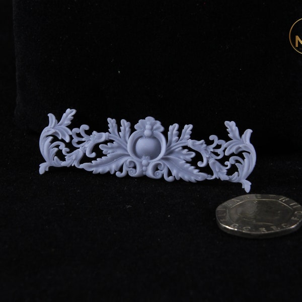 Moulure ornementale miniature détaillée de style baroque/rococo pour modèles à l'échelle 1/12 (12ème) et 1/24 (24ème) - non peinte - 2 tailles disponibles