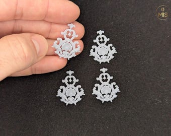 Ornamental miniature baroque style mouldings [set of 4]  - unpainted set - perfect for 1/12th or 1:24th scale settings