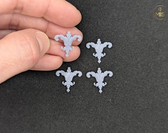 Ornamental miniature baroque style mouldings [set of 4]  - unpainted set- perfect for 1/12th or 1:24th scale settings