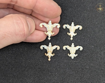 Ornamental miniature baroque style mouldings [set of 4]  - Painted white with gold highlights - perfect for 1/12th or 1:24th scale settings