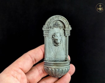 Miniature Highly Detailed Lion Wall Fountain Classic Limestone - Available hand painted or ready to paint -  1:12 / 24th scale