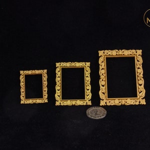 1:12th scale detailed miniature Rectangular vintage ornamental baroque style painting/picture frame - hand painted - 1/12