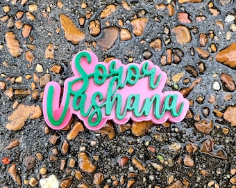 Soror Name Pin | Pink & Green Gift | Probate Gift | Pretty Girl | 1908 | Soror Badge | Customized Lapel